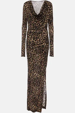 BLUMARINE Leopard-print wool jersey maxi dress