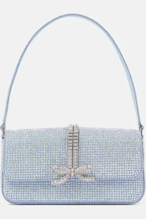 Self-Portrait Bow-detail embellished denim shoulder bag
