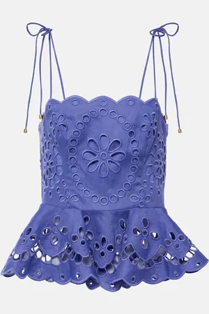 ZIMMERMANN Pop embroidered peplum linen top