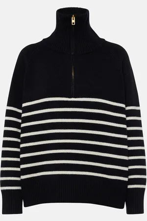 NILI LOTAN Ganze striped cashmere half-zip sweater