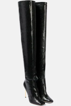Tom Ford Snake-effect leather over-the-knee boots