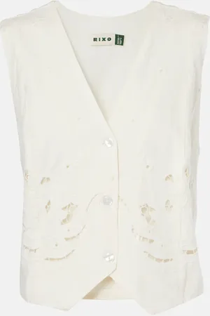 RIXO London Norah embroidered cotton and linen vest