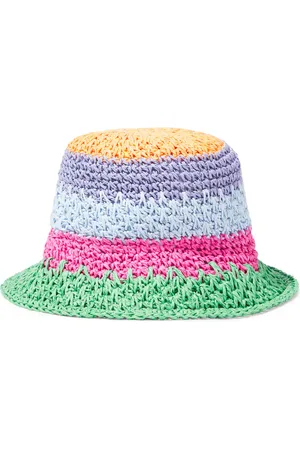 Molo Woven striped straw bucket hat