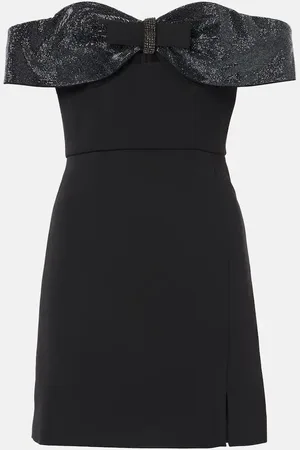 Self-Portrait Bow-detail off-shoulder crÃªpe minidress