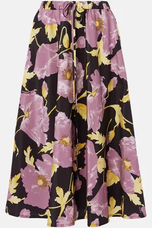 La DoubleJ Floral faille midi skirt