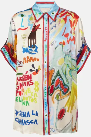 ALÉMAIS AlÃ©mais La Charrasca printed silk satin shirt
