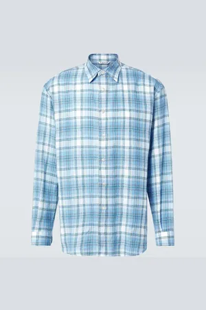 Auralee Airy checked wool shirt