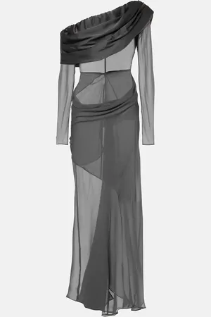 CHRISTOPHER ESBER Asymmetric sheer silk maxi dress