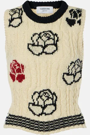 Thom Browne Floral intarsia wool and mohair vest