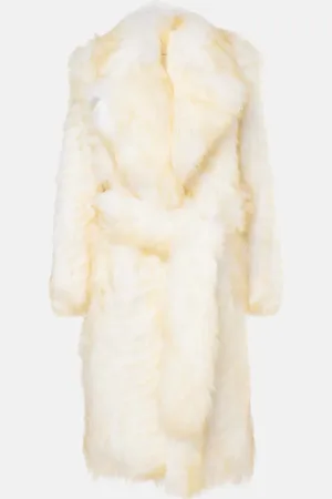 JACQUES WEI Herringbone shearling wrap coat