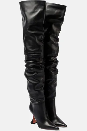 Amina Muaddi Olivia 95 leather over-the-knee boots