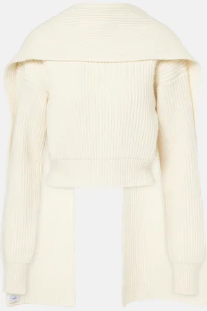 Erdem Cropped wool and cashmere scarf sweater