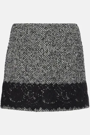Dolce & Gabbana Lace-trimmed tweed miniskirt