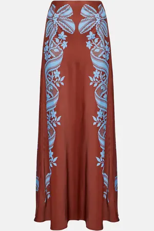 La DoubleJ Sleek printed silk twill maxi skirt