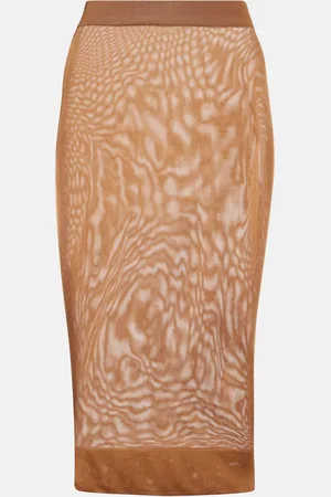 Saint Laurent Knitted high-rise midi skirt