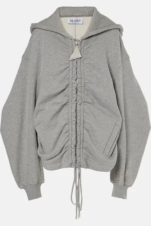 The Attico Ruched cotton jersey zip-up hoodie