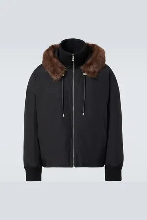 Loewe Shearling-trimmed cotton-blend jacket