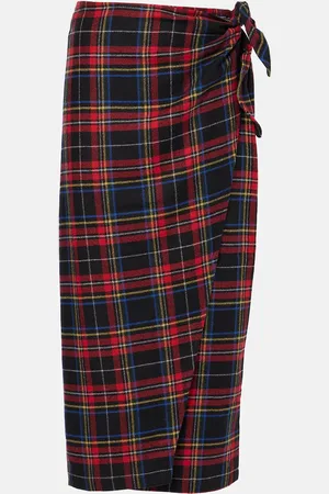 Ralph Lauren Plaid wool-blend wrap skirt