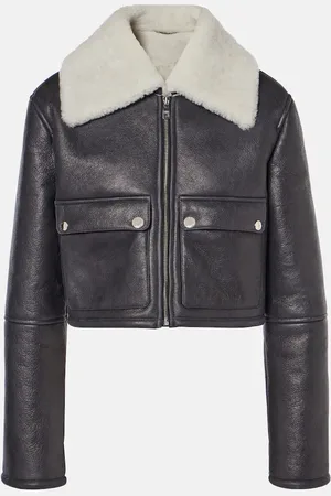 Dolce & Gabbana Shearling-trimmed cropped leather jacket
