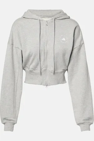 adidas Cropped cotton jersey hoodie