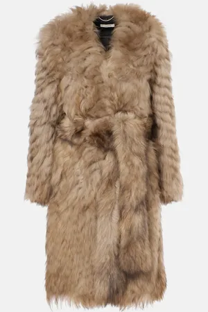 JACQUES WEI Herringbone shearling wrap coat