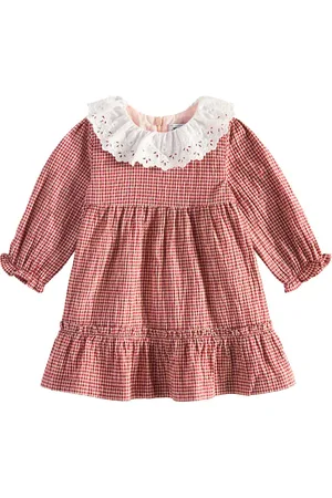 Tartine Et Chocolat Baby lace-trimmed checked dress
