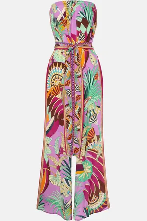 Camilla Printed strapless silk jumpsuit