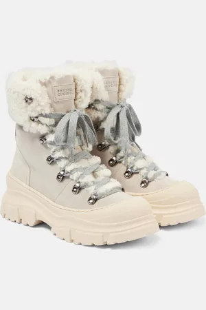 Brunello Cucinelli Shearling-lined suede lace-up boots