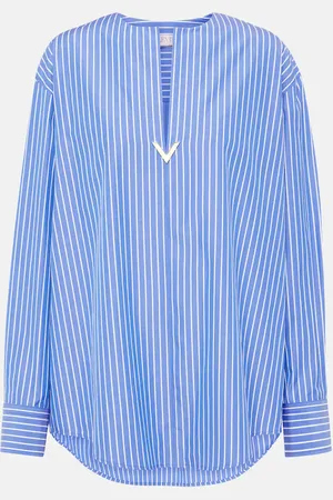 VALENTINO VGold striped cotton poplin blouse