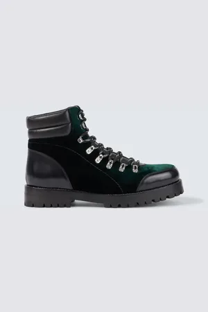 Manolo Blahnik Janka leather-trimmed velvet combat boots
