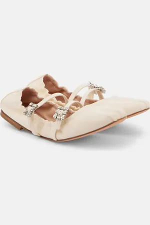 Roger Vivier Crystal-embellished leather ballet flats