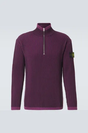 Stone Island Compass vanisÃ© wool half-zip sweater
