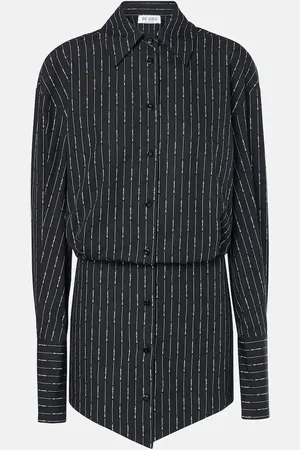 The Attico Silvye logo striped cotton shirt dress