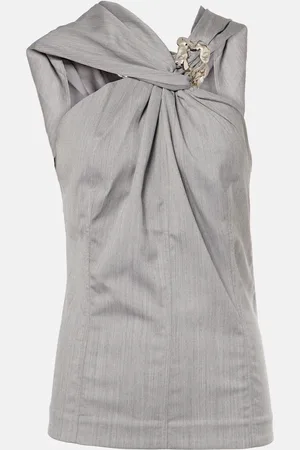 JACQUES WEI Asymmetric embellished wool top