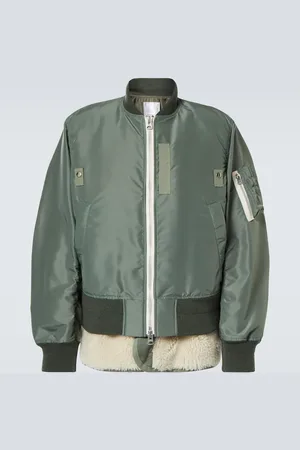SACAI Faux shearling-trimmed bomber jacket