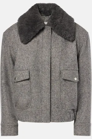 Stella McCartney Faux fur-trimmed wool-blend jacket