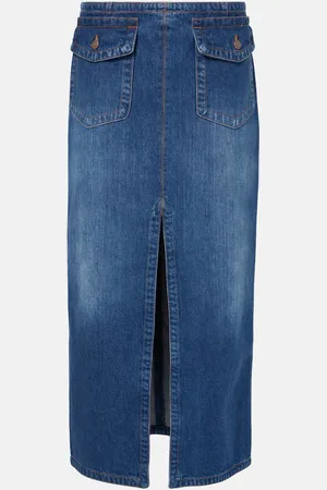 Chloé ChloÃ© Front-slit denim midi skirt