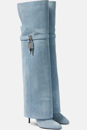 Givenchy Shark Lock Stiletto denim over-the-knee boots