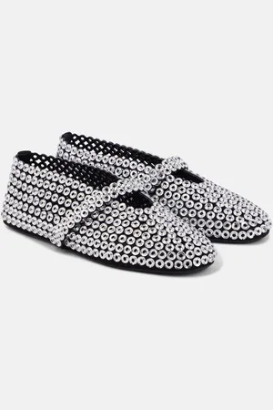 Alaïa AlaÃ¯a Embellished suede Mary Jane flats