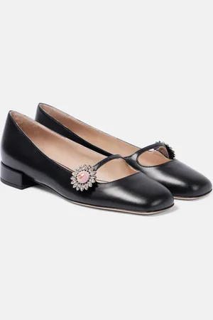 VALENTINO GARAVANI Embellished leather Mary Jane flats