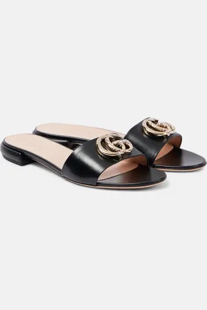 Gucci GG Crystal leather slides