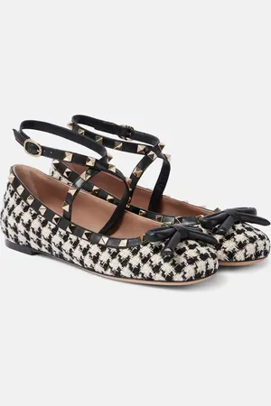 VALENTINO GARAVANI Rockstud bouclÃ© ballet flats