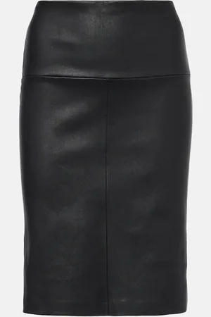Stouls Gin leather midi skirt