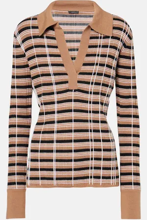Joseph Checked wool and silk polo sweater