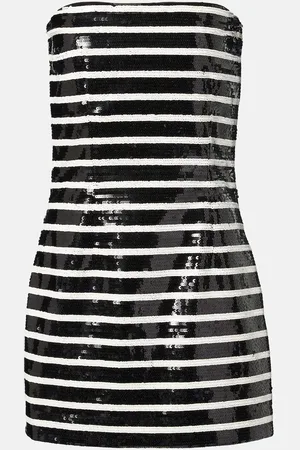 VERONICA BEARD Cala striped sequined cotton-blend minidress