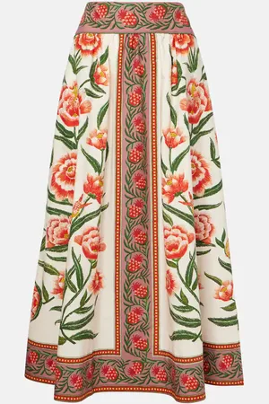 Farm Rio Printed cotton midi skirt