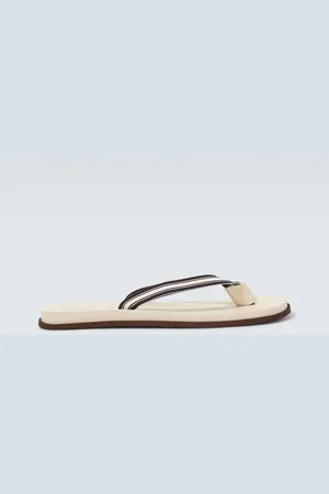 Brunello Cucinelli Leather-trimmed slippers