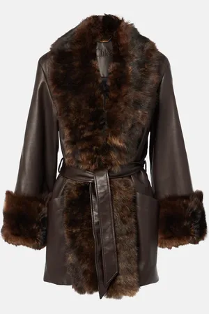 Chloé ChloÃ© Shearling-trimmed leather wrap jacket