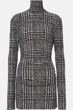 Norma Kamali Turtleneck plaid minidress
