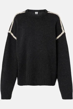 Totême Embroidered wool, cashmere, and cotton sweater